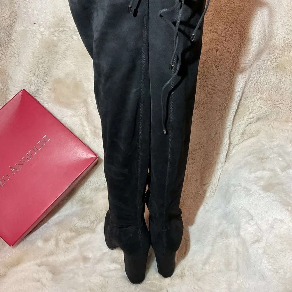 Enzo Angiolini Microsuede black block heel boots